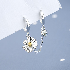 Daisy Double Ear Cuff Earrings - Copper, Linked, Floral Ear Jewelry.