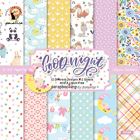 24 Sheets 12 Styles Cute Baby Scrapbook Paper Pads, for DIY Album Scrapbook, Background Paper, Diary Decoration