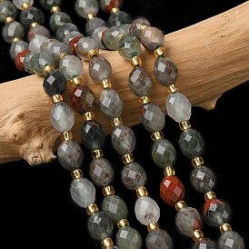 Бусины из натурального гелиотропного камня / гелиотропа, граненые, рис, с бисером