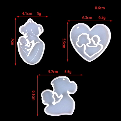 DIY Silicone Mother & Baby Pendant Molds, Resin Casting Molds, for UV Resin, Epoxy Resin Jewelry Making, for Mother's Day