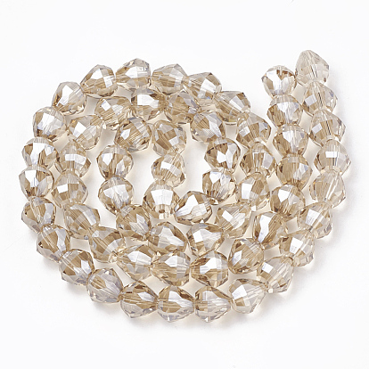 Electroplate Glass Beads Strands, Faceted, Drop