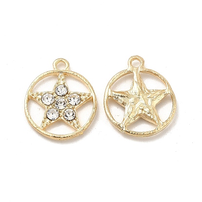 Подвески из сплава с кристаллами горного хрусталя, плоские круглые подвески со звездой, никель