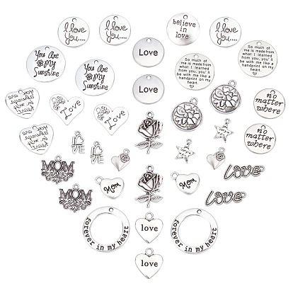 Tibetan Style Alloy Pendants, Lead Free & Cadmium Free, Mixed Shapes, Mother's Day Theme