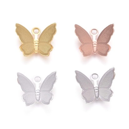 Brass Charms, Long-Lasting Plated, Butterfly