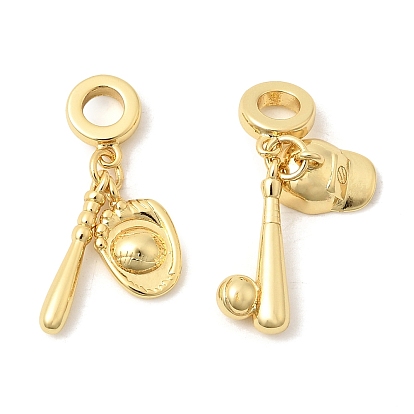 Спортивные латунные европейские подвески, подвески в виде бейсбольной биты с большим отверстием, долговечный, без кадмия и без свинца, стойки покрытие