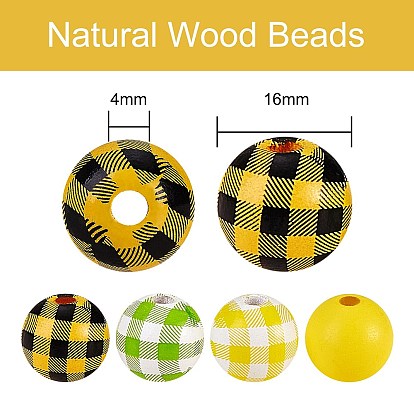 Painted Natural Wood Beads, Round