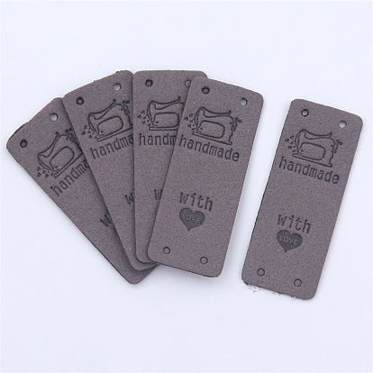 Microfiber Label Tags, with Holes & Word handmade With LOVE, for DIY Jeans, Bags, Shoes, Hat Accessories, Rectangle