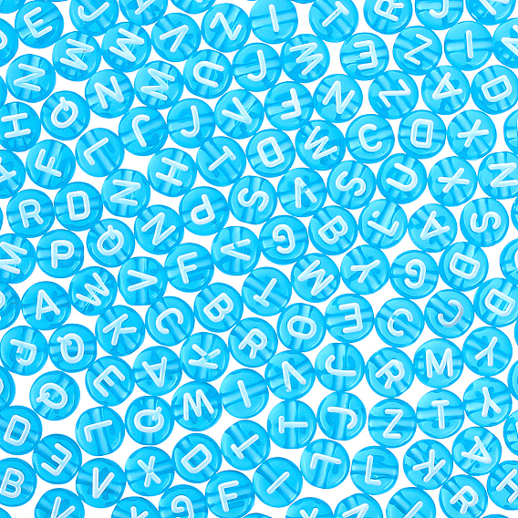 1000 шт прозрачные акриловые бусины, горизонтальное отверстие, cmешанные буквы, плоско-круглые