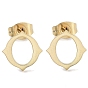 PVD Vacuum Plating 304 Stainless Steel Stud Earrings for Women, Hollow Oval