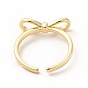 Rack Plating Brass Bowknot Open Cuff Ring for Women, Lead Free & Cadmium Free