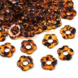 Transparent Acrylic Beads, Leopard Print Flower