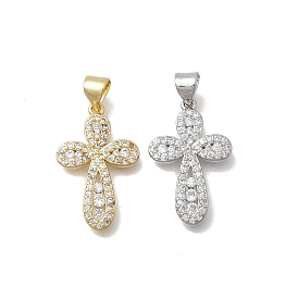 Подвески-крестики из латуни с микропаве и прозрачным кубическим цирконием, без кадмия и без свинца, стойки покрытие, долговечный