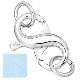 1 застежки-карабины из стерлингового серебра с двойным открыванием, с 2 открытыми соединительными кольцами, 1 листовая двухсторонняя замшевая ткань, ткань для полировки серебра