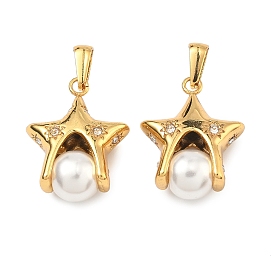304 подвески из нержавеющей стали с микропаве из стразов, звезды прелести, с абс пластмассовой имитационной жемчужиной