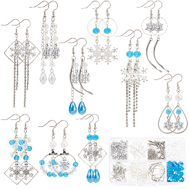 Schneeflocken-Ohrhänger-Set aus Legierung und Glas