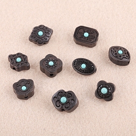 Ebony Beads, with Synthetic Turquoise