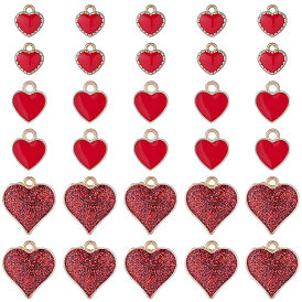 60 шт 3 стили сплава эмаль подвески, сердце, золотой свет