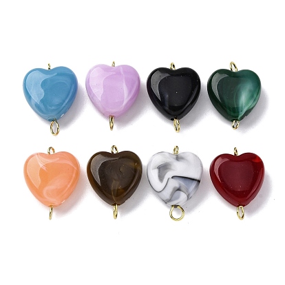 Подвески-сердечки в виде акриловых имитаций драгоценных камней, с 304 двойными петлями из нержавеющей стали, разноцветные