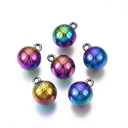Rainbow Color Alloy Charms, Cadmium Free & Lead Free, Round
