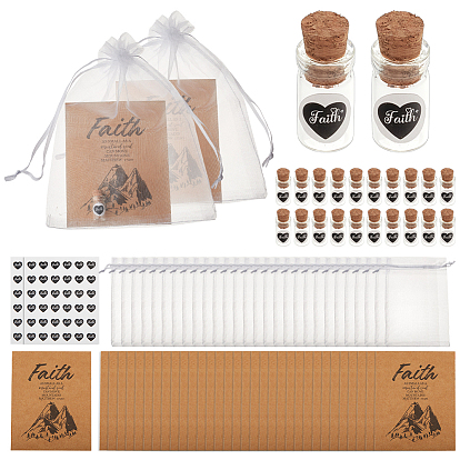 60шт. стеклянная банка стеклянные бутылки контейнеры для бусинок, 60шт. мешочки из органзы, бумажные карты, бумажные наклейки