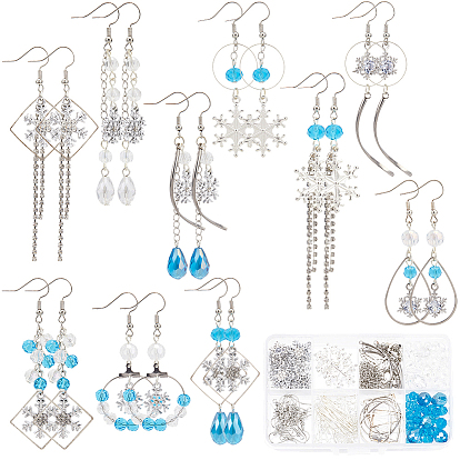 Schneeflocken-Ohrhänger-Set aus Legierung und Glas