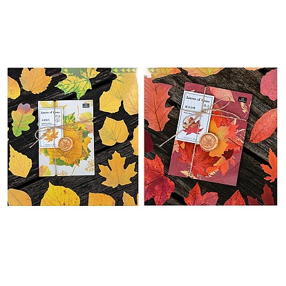 50шт. бумажные наклейки с изображением кленового листа, самоклеящиеся наклейки, для чемодана, скейтборде, холодильник, шлем