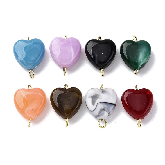 Подвески-сердечки в виде акриловых имитаций драгоценных камней, с 304 двойными петлями из нержавеющей стали, разноцветные