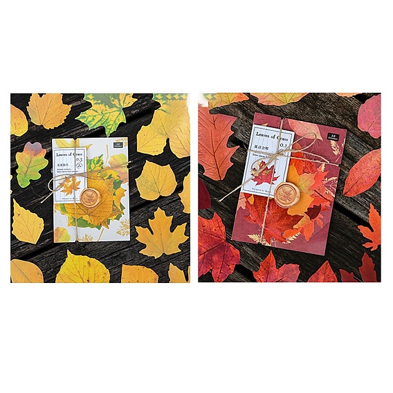 50шт. бумажные наклейки с изображением кленового листа, самоклеящиеся наклейки, для чемодана, скейтборде, холодильник, шлем