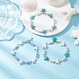 3Pulseras de eslabones de estrella de mar de turquesa sintética para mujer, con cuentas de perlas de vidrio