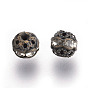 Perles en laiton de strass, Grade a, sans nickel, métal couleur bronze antique, ronde, 6 mm de diamètre, Trou: 1mm