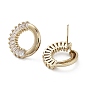 Donut Brass with Cubic Zirconia Stud Earrings, Long-Lasting Plated