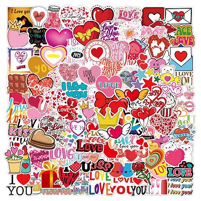 Valentine's Day Theme Waterproof PVC Adhesive Stickers, for Suitcase, Skateboard, Refrigerator, Helmet, Mobile Phone Shell