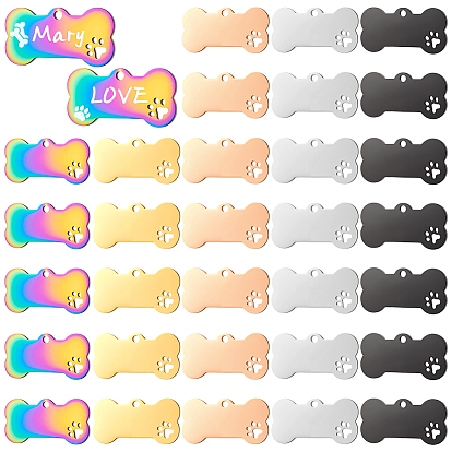 50 шт 5 цвета подвески из нержавеющей стали, собачья кость с подвеской в виде отпечатка лапы