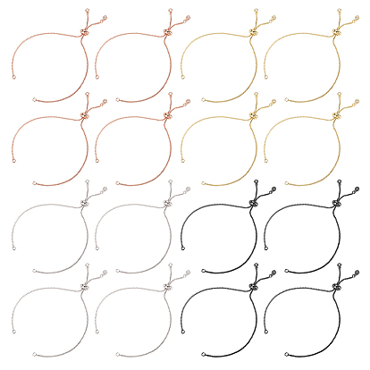 16 шт 4 цвета покрытия стойки изготовление браслетов-цепочек из латуни, со стразами, долговечный, изготовление браслетов-слайдеров, без кадмия и без свинца