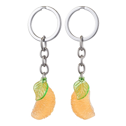 2шт. брелки из смолы в форме дольки апельсина, с кольцами для ключей из сплава