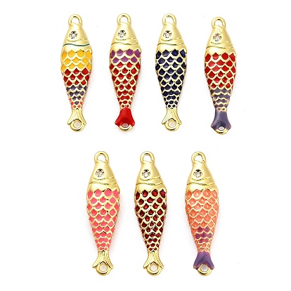 Подвески-рыбки из латуни с эмалью, с четким кубического циркония, реальный 18 k позолоченный, долговечный, стойки покрытие, без свинца и без кадмия, ионное покрытие (ip)