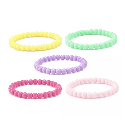 Candy Color Acrylic Beaded Stretch Bracelet for Kids