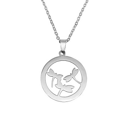 304 collares con colgante de acero inoxidable para mujer, libélula