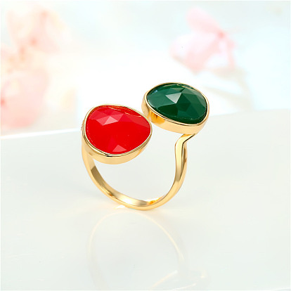 Adjustable Geometric Resin Jelly Ring with Adjustable Stone - European and American New Jewelry