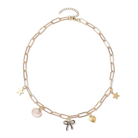 304 нержавеющая сталь с ожерельями из имитации груши из АБС-пластика, бантом