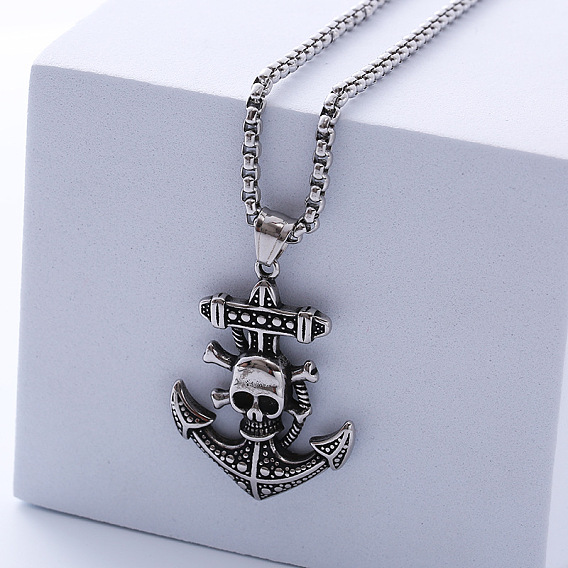 Пиратский корабль якорь нержавеющая сталь кулон ретро панк ожерелья для мужчин