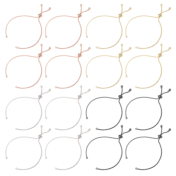 16 шт 4 цвета покрытия стойки изготовление браслетов-цепочек из латуни, со стразами, долговечный, изготовление браслетов-слайдеров, без кадмия и без свинца