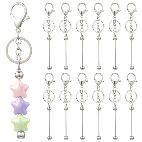 10 шт. брелок из сплава с бусинами для изготовления ювелирных изделий своими руками, С застежками из омаров сплава и железным кольцом