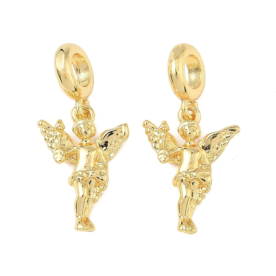 Европейские подвески-подвески в виде ангела из латуни, Подвески с большими отверстиями, без свинца и без кадмия, долговечный, стойки покрытие