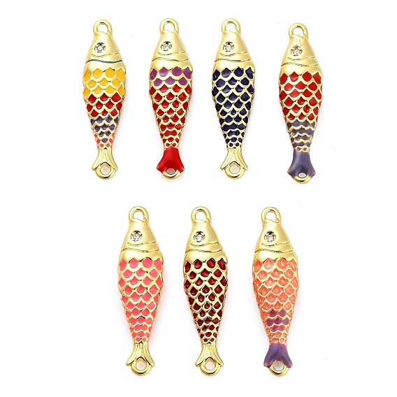 Подвески-рыбки из латуни с эмалью, с четким кубического циркония, реальный 18 k позолоченный, долговечный, стойки покрытие, без свинца и без кадмия, ионное покрытие (ip)