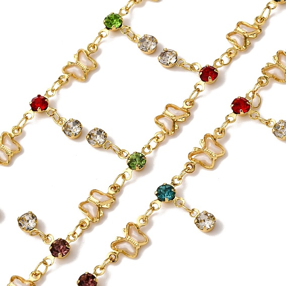 Латунные цепочки-бабочки, со стеклом, пайки, с катушкой