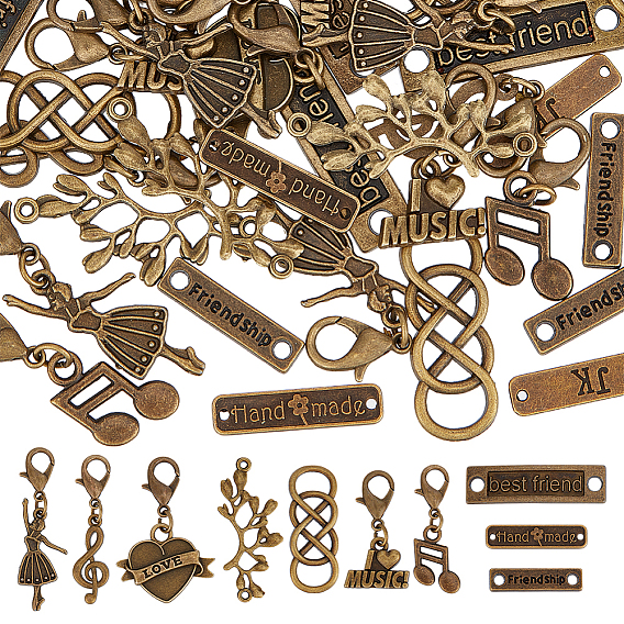 40шт 10 стиль сплав подвески украшения, Сплав с застежками когтя омара