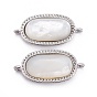 Natural White Shell Links Connectors, with Brass Findings, Oval