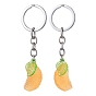 2шт. брелки из смолы в форме дольки апельсина, с кольцами для ключей из сплава