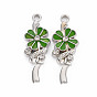 Alloy Pendants, with Enamel and Rhinestone, Platinum, Flower with Word Noroc